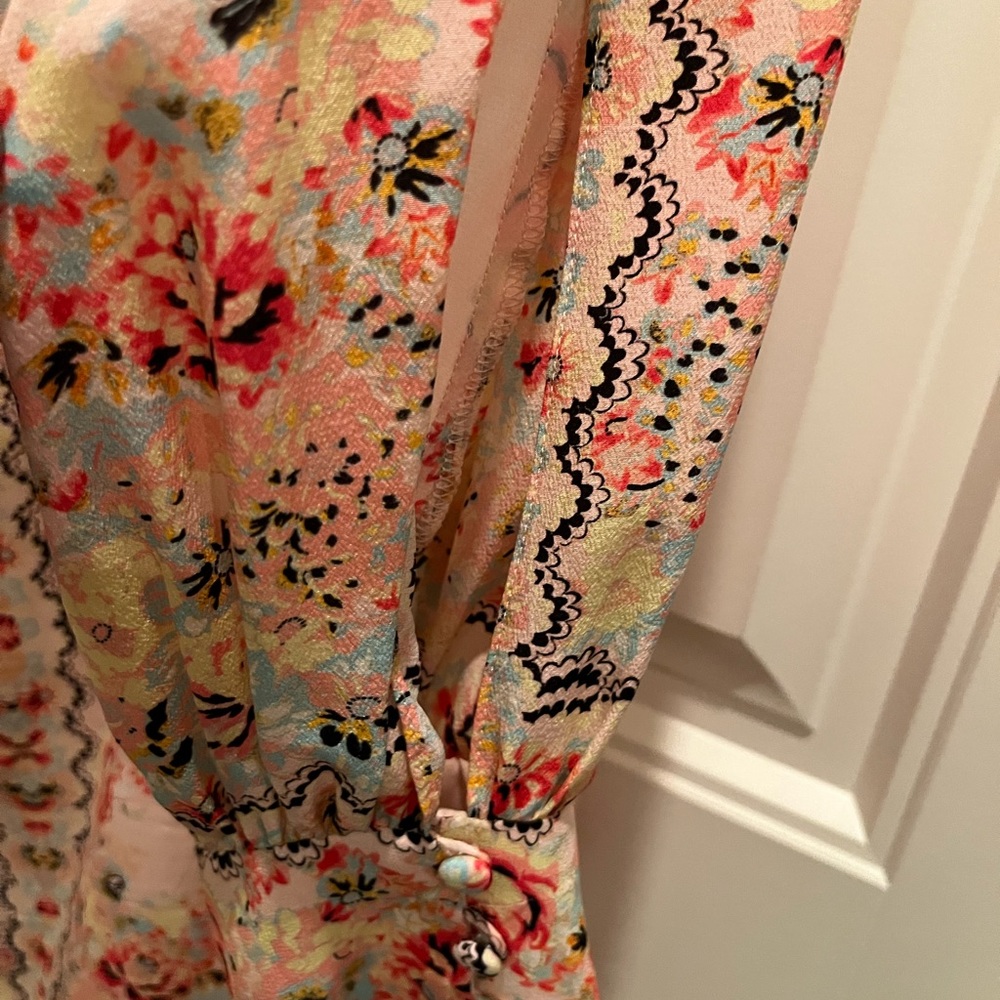 Nanette Lepore Silk Pink Dress with Slit long sleeves Size 12